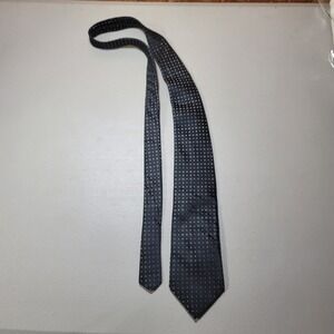 Van Heusen Mens Silk Tie Black Geometric Dot Pattern Formal Necktie